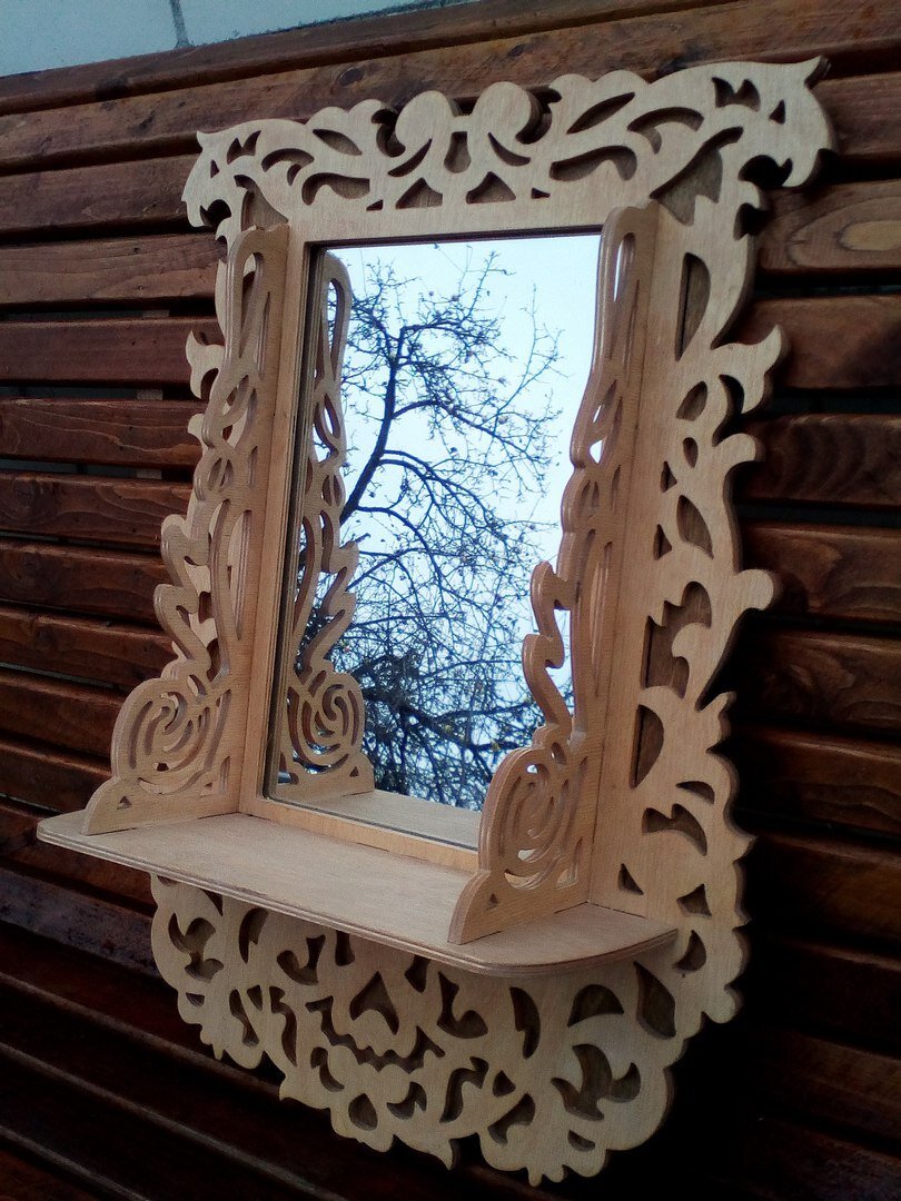 Intra απο ξύλο plywood 3mm-4mm πάχος - Polochka S Zerkalom 330kh470 Δίασταση 30x30 cm Intraeaxys-lop8mk7w