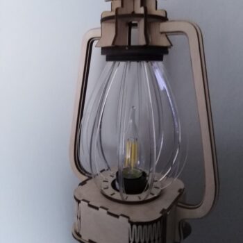 Intra απο ξύλο plywood 3mm-4mm πάχος - Κλασικό Επιτραπέζιο Φωτιστικό Φανάρι Δίασταση 30x30 cm Intraeaxys-51rrkvr1 - Image 1