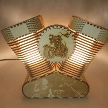 Intra απο ξύλο plywood 3mm-4mm πάχος - Harley Davidson Lamp Night Light Δίασταση 30x30 cm Intraeaxys-lopq62k7 - Image 3