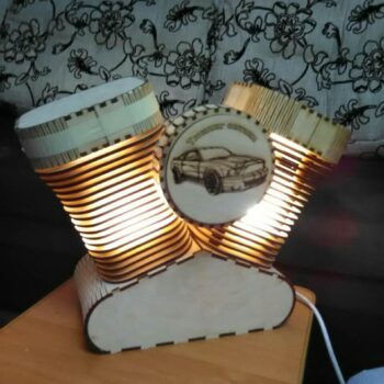 Intra απο ξύλο plywood 3mm-4mm πάχος - Ξύλινο Νυχτερινό Φωτιστικό Harley Davidson Δίασταση 30x30 cm Intraeaxys-pok3lm87 - Image 1