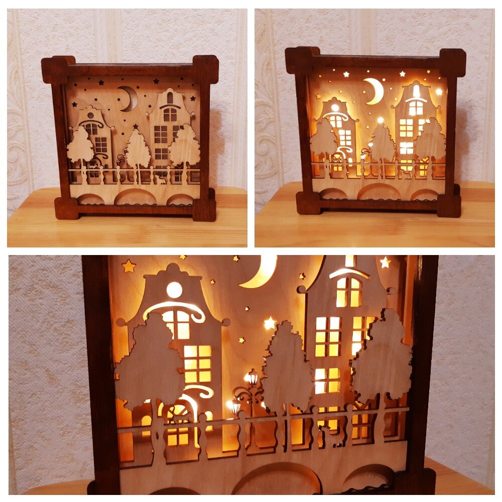 Intra απο ξύλο plywood 3mm-4mm πάχος - Λαμπτήρας νύχτας Δίασταση 30x30 cm Intraeaxys-51rrz9m1