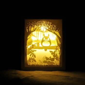 Intra απο ξύλο plywood 3mm-4mm πάχος - Λάμπα My Neighbor Totoro 3D Lightbox Δίασταση 30x30 cm Intraeaxys-eoxldrxo - Image 4