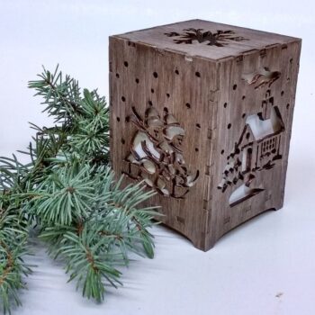 Intra απο ξύλο plywood 3mm-4mm πάχος - Διακοσμητικό φωτιστικό νύχτας Δίασταση 30x30 cm Intraeaxys-p7ymgq27 - Image 1