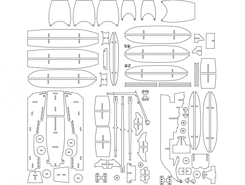 Intra απο ξύλο plywood 3mm-4mm πάχος - Πειρατικό πλοίο L 6mm Δίασταση 30x30 cm Intraeaxys-lopvxkow