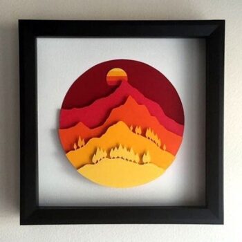 Intra απο ξύλο plywood 3mm-4mm πάχος - Decor Wall Art Tree Mountain Sun Δίασταση 30x30 cm Intraeaxys-joed8r81 - Image 1