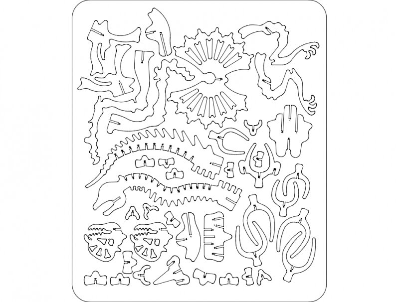 Intra απο ξύλο plywood 3mm-4mm πάχος - Dilophosaurus 3D Puzzle Δίασταση 30x30 cm Intraeaxys-yondj21r