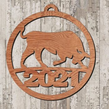 Intra απο ξύλο plywood 3mm-4mm πάχος - Ξύλινο μενταγιόν Year Of Bull 2021 Δίασταση 30x30 cm Intraeaxys-pok3y087 - Image 1