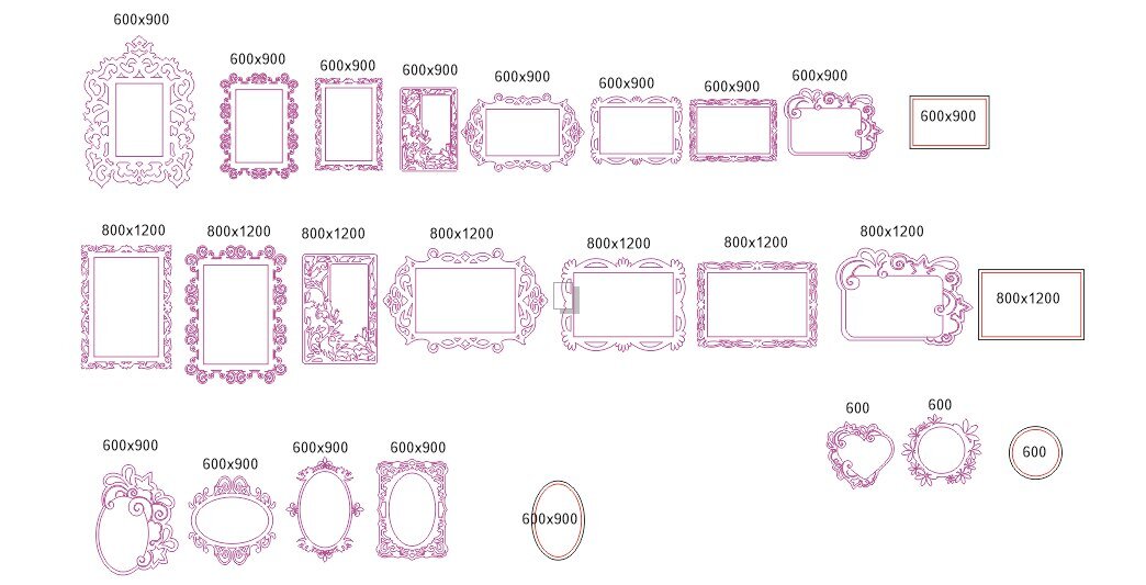 Intra απο ξύλο plywood 3mm-4mm πάχος - Διανύσματα πλαισίων καθρέφτη Δίασταση 30x30 cm Intraeaxys-zo9lz4ok