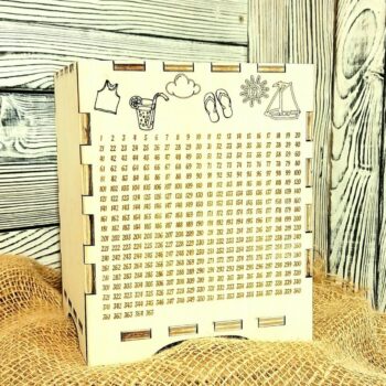 Intra απο ξύλο plywood 3mm-4mm πάχος - Κουμπαράς Ξύλινος Κουμπαράς 365 Days Save Money Plan Box Δίασταση 30x30 cm Intraeaxys-m1d640y7 - Image 1