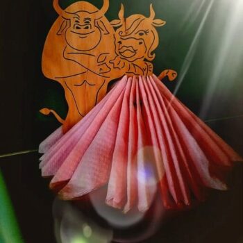 Intra απο ξύλο plywood 3mm-4mm πάχος - Πρωτοχρονιάτικη θήκη χαρτοπετσέτας ταύρου Δίασταση 30x30 cm Intraeaxys-ro6y3y37 - Image 1