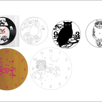 Intra απο ξύλο plywood 3mm-4mm πάχος - Ρολόγια κουκουβάγιας Δίασταση 30x30 cm Intraeaxys-p7yx46oq - Image 1