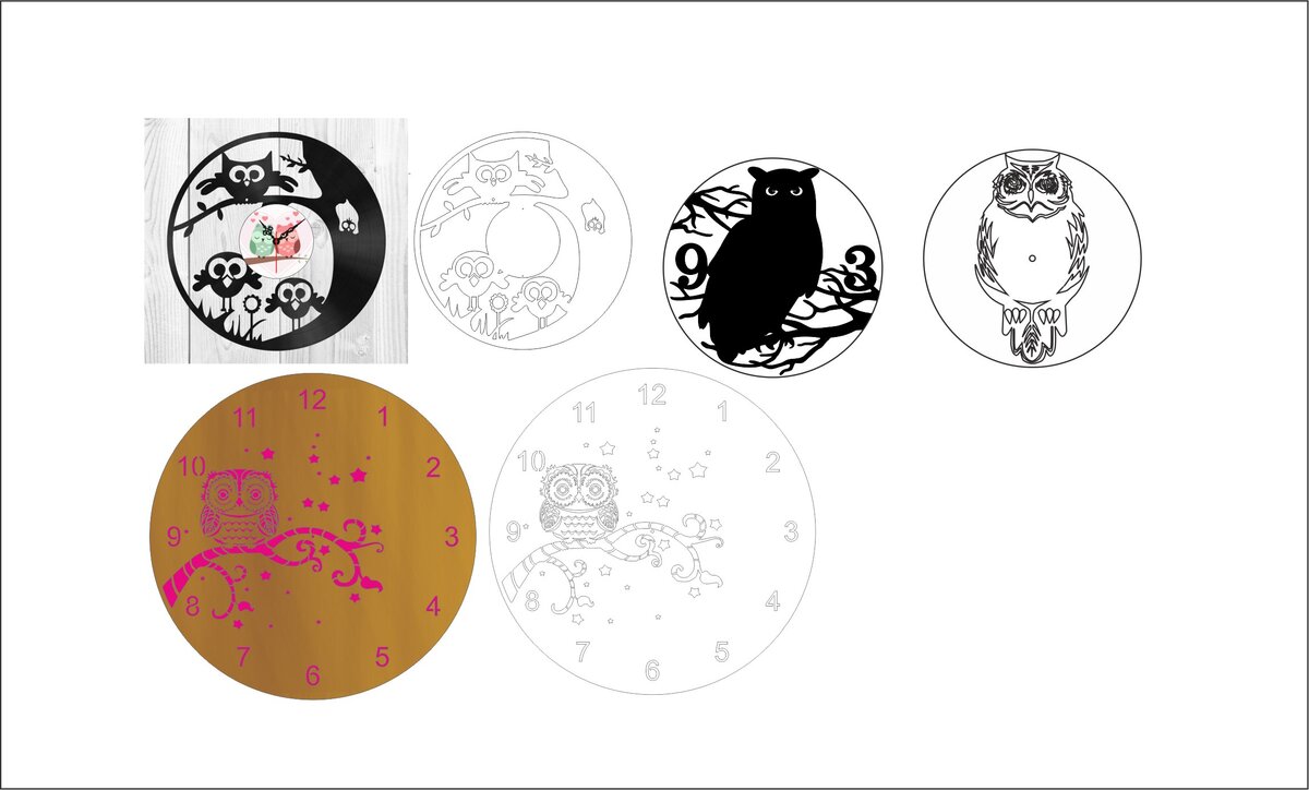 Intra απο ξύλο plywood 3mm-4mm πάχος - Ρολόγια κουκουβάγιας Δίασταση 30x30 cm Intraeaxys-p7yx46oq