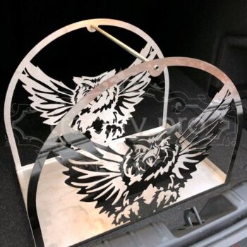 Intra απο ξύλο plywood 3mm-4mm πάχος - Flying Owl Μεταλλική θήκη για καυσόξυλα με λέιζερ Πρότυπο DWG Cut Plasma Δίασταση 30x30 cm Intraeaxys-d1lvx9po - Image 1