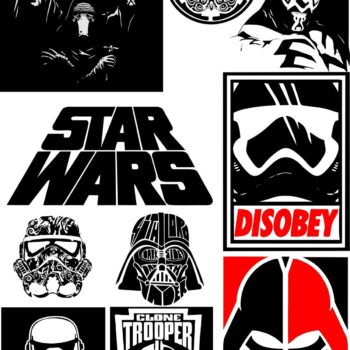 Intra απο ξύλο plywood 3mm-4mm πάχος - Διανυσματικό πακέτο σιλουέτας Star Wars Δίασταση 20x20 cm Intraeaxys-joeqr8o6 - Image 1