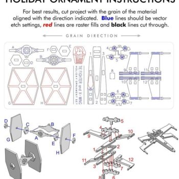 Intra απο ξύλο plywood 3mm-4mm πάχος - Tie Fighter & X-Wing Ornaments – C4 Labs Δίασταση 10x10 cm Intraeaxys-joerdv57 - Image 3