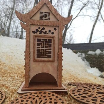 Intra απο ξύλο plywood 3mm-4mm πάχος - Κινεζικό παραδοσιακό σπίτι σε σχήμα τσαγιού Δίασταση 40x50 cm Intraeaxys-joed8961 - Image 1