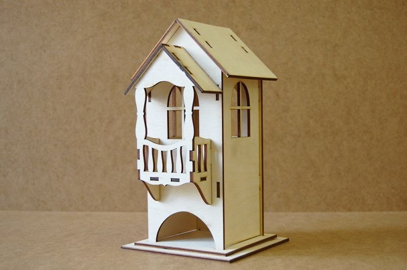 Intra απο ξύλο plywood 3mm-4mm πάχος - Σπίτι με Μπαλκόνι Δίασταση 40x50 cm Intraeaxys-yon0xkk7