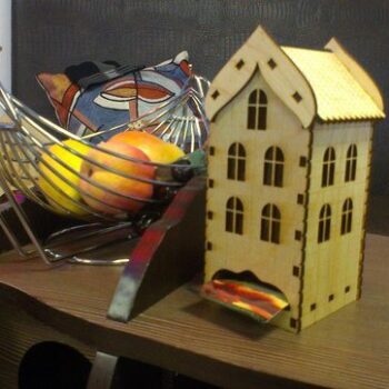 Intra απο ξύλο plywood 3mm-4mm πάχος - Πρότυπο ξύλινο σπίτι τσαγιού Δίασταση 40x50 cm Intraeaxys-078y62qo - Image 1