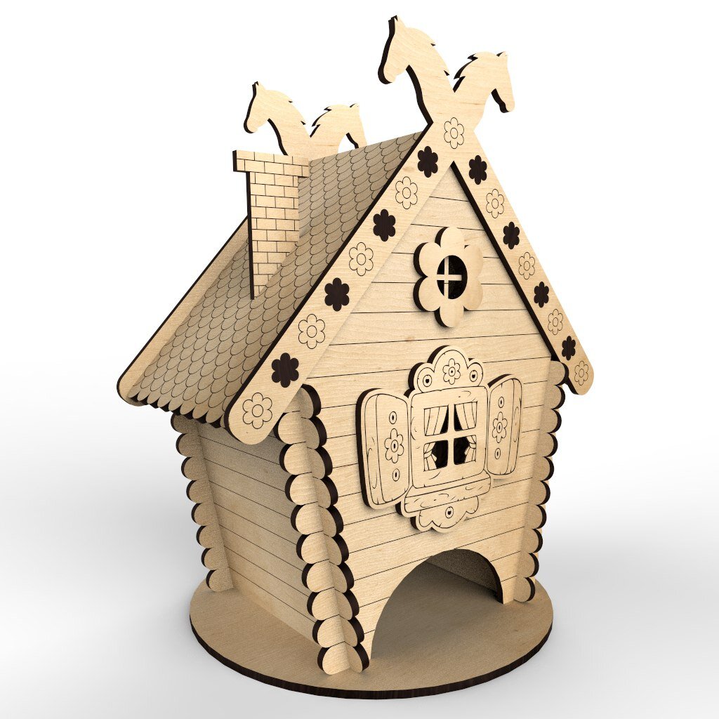 Intra απο ξύλο plywood 3mm-4mm πάχος - Tea House Hut Δίασταση 40x50 cm Intraeaxys-078y6l4o