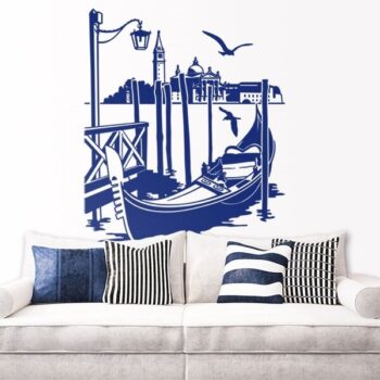 Intra απο ξύλο plywood 3mm-4mm πάχος - Αυτοκόλλητο τοίχου γόνδολα στη Βενετία Δίασταση 30x30 cm Intraeaxys-91jdql51 - Image 4