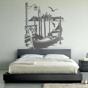 Intra απο ξύλο plywood 3mm-4mm πάχος - Αυτοκόλλητο τοίχου γόνδολα στη Βενετία Δίασταση 30x30 cm Intraeaxys-91jdql51 - Image 5