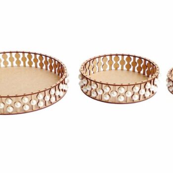 Intra απο ξύλο plywood 3mm-4mm πάχος - Festa Trio De Bandejas Perolas Δίασταση 30x30 cm Intraeaxys-lop8pz7w - Image 1