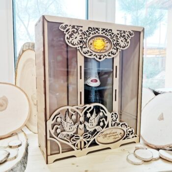 Intra απο ξύλο plywood 3mm-4mm πάχος - Κουτί κρασιού γάμου με δύο γκάλες κρασιού Δίασταση 30x30 cm Intraeaxys-d1lv0epo - Image 3