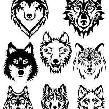 Intra απο ξύλο plywood 3mm-4mm πάχος - Λύκος πρόσωπο σιλουέτα διανυσματική τέχνη Δίασταση 30x30 cm Intraeaxys-lop89x7w - Image 1