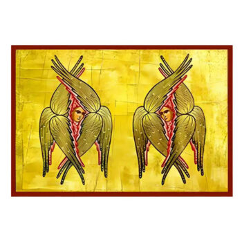 Εικόνα Ορθοδοξίας με περίγραμμα χρυσό σε ξύλο Φλαμουρίας  με  βάση Εικόνα Εξαπτέρυγα Σεραφείμ Χειροποίητη Ελληνορθόδοξη , Κρεμαστή πλάκα βυζαντινής τέχνης, χριστιανική τέχνη Διάσταση 40x30 cm (15,8 x 11,8 ίντσες) INTRAEK-294670412 - Image 1