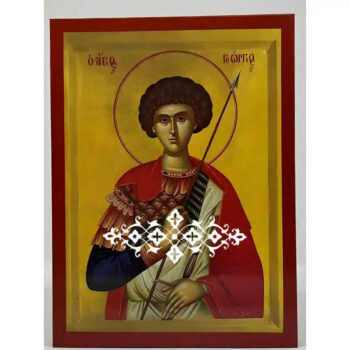 Εικόνα Ορθοδοξίας με περίγραμμα χρυσό σε ξύλο Φλαμουρίας  με  βάση Εικόνα Άγιος Γεώργιος Χειροποίητη Ελληνορθόδοξη , Κρεμαστή πλάκα βυζαντινής τέχνης, χριστιανική τέχνη Διάσταση 40x30 cm (15,8 x 11,8 ίντσες) INTRAEK-294670391 - Image 1