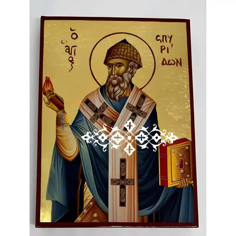 Εικόνα Ορθοδοξίας με περίγραμμα χρυσό σε ξύλο Φλαμουρίας  με  βάση Εικόνα Άγιος Σπυρίδων Χειροποίητη Ελληνορθόδοξη , Κρεμαστή πλάκα βυζαντινής τέχνης, χριστιανική τέχνη Διάσταση 40x30 cm (15,8 x 11,8 ίντσες) INTRAEK-294670385