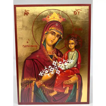 Εικόνα Ορθοδοξίας με περίγραμμα χρυσό σε ξύλο Φλαμουρίας  με  βάση Εικόνα Παναγία Γοργοϋπήκοος Χειροποίητη Ελληνορθόδοξη , Κρεμαστή πλάκα βυζαντινής τέχνης, χριστιανική τέχνη Διάσταση 40x30 cm (15,8 x 11,8 ίντσες) INTRAEK-294670379 - Image 1