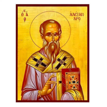Εικόνα Ορθοδοξίας με περίγραμμα χρυσό σε ξύλο Φλαμουρίας  με  βάση Εικόνα Άγιος Αλέξανδρος Πατριάρχης Κωνσταντινουπόλεως Χειροποίητη Ελληνορθόδοξη , Κρεμαστή πλάκα βυζαντινής τέχνης, χριστιανική τέχνη Διάσταση 45x35 cm (17,7 x 13,8 ίντσες) INTRAEK-6294670375 - Image 1