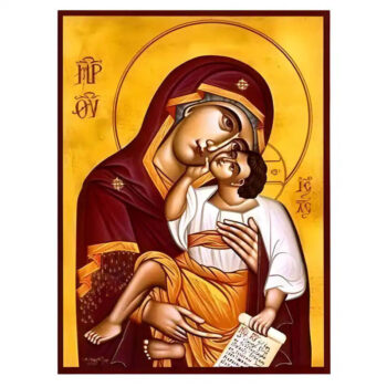 Εικόνα Ορθοδοξίας με περίγραμμα χρυσό σε ξύλο Φλαμουρίας με βάση Εικόνα Παναγία Γλυκοφιλούσα Χειροποίητη Ελληνορθόδοξη , Κρεμαστή πλάκα βυζαντινής τέχνης, χριστιανική τέχνη Διάσταση 45x35 cm (17,7 x 13,8 ίντσες) INTRAEK-6294671308 - Image 1
