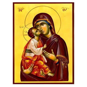 Εικόνα Ορθοδοξίας με περίγραμμα χρυσό σε ξύλο Φλαμουρίας  με  βάση Εικόνα Παναγία Γλυκοφιλούσα Χειροποίητη Ελληνορθόδοξη , Κρεμαστή πλάκα βυζαντινής τέχνης, χριστιανική τέχνη Διάσταση 45x35 cm (17,7 x 13,8 ίντσες) INTRAEK-6294671305 - Image 1