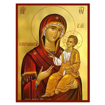 Εικόνα Ορθοδοξίας με περίγραμμα χρυσό σε ξύλο Φλαμουρίας  με  βάση Εικόνα Παναγία Πορταΐτισσα των Ιβήρων Χειροποίητη Ελληνορθόδοξη , Κρεμαστή πλάκα βυζαντινής τέχνης, χριστιανική τέχνη Διάσταση 45x35 cm (17,7 x 13,8 ίντσες) INTRAEK-6294671213 - Image 1
