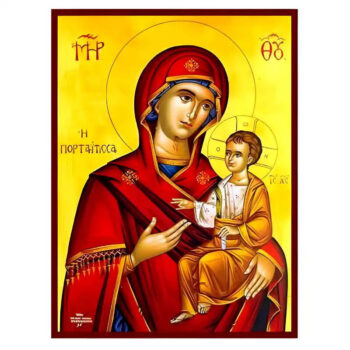 Εικόνα Ορθοδοξίας με περίγραμμα χρυσό σε ξύλο Φλαμουρίας  με  βάση Εικόνα Παναγία Πορταΐτισσα των Ιβήρων Χειροποίητη Ελληνορθόδοξη , Κρεμαστή πλάκα βυζαντινής τέχνης, χριστιανική τέχνη Διάσταση 45x35 cm (17,7 x 13,8 ίντσες) INTRAEK-6294671212 - Image 1