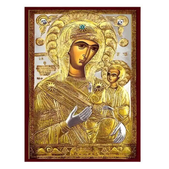 Εικόνα Ορθοδοξίας με περίγραμμα χρυσό σε ξύλο Φλαμουρίας  με  βάση Εικόνα Παναγία Προυσιώτισσα Χειροποίητη Ελληνορθόδοξη , Κρεμαστή πλάκα βυζαντινής τέχνης, χριστιανική τέχνη Διάσταση 45x35 cm (17,7 x 13,8 ίντσες) INTRAEK-6294671208 - Image 1