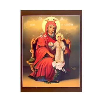 Εικόνα Ορθοδοξίας με περίγραμμα χρυσό σε ξύλο Φλαμουρίας  με  βάση Εικόνα Παναγία Ρόδο το Αμάραντο Χειροποίητη Ελληνορθόδοξη , Κρεμαστή πλάκα βυζαντινής τέχνης, χριστιανική τέχνη Διάσταση 45x35 cm (17,7 x 13,8 ίντσες) INTRAEK-6294671203 - Image 1