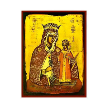 Εικόνα Ορθοδοξίας με περίγραμμα χρυσό σε ξύλο Φλαμουρίας  με  βάση Εικόνα Παναγία Ρόδο το Αμάραντο Χειροποίητη Ελληνορθόδοξη , Κρεμαστή πλάκα βυζαντινής τέχνης, χριστιανική τέχνη Διάσταση 45x35 cm (17,7 x 13,8 ίντσες) INTRAEK-6294671201 - Image 1