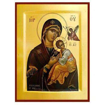 Εικόνα Ορθοδοξίας με περίγραμμα χρυσό σε ξύλο Φλαμουρίας  με  βάση Εικόνα Παναγία Φοβερά Προστασία Χειροποίητη Ελληνορθόδοξη , Κρεμαστή πλάκα βυζαντινής τέχνης, χριστιανική τέχνη Διάσταση 45x35 cm (17,7 x 13,8 ίντσες) INTRAEK-6294671190 - Image 1