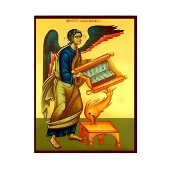 Εικόνα Ορθοδοξίας με περίγραμμα χρυσό σε ξύλο Φλαμουρίας  με  βάση Εικόνα Άγγελος Αναγνώστης Χειροποίητη Ελληνορθόδοξη , Κρεμαστή πλάκα βυζαντινής τέχνης, χριστιανική τέχνη Διάσταση 45x35 cm (17,7 x 13,8 ίντσες) INTRAEK-6294670450 - Image 1