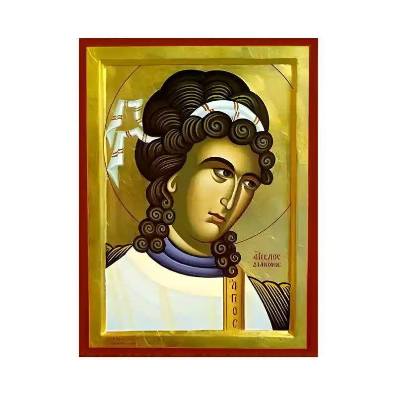 Εικόνα Ορθοδοξίας με περίγραμμα χρυσό σε ξύλο Φλαμουρίας  με  βάση Εικόνα Άγγελος Διάκονος Χειροποίητη Ελληνορθόδοξη , Κρεμαστή πλάκα βυζαντινής τέχνης, χριστιανική τέχνη Διάσταση 45x35 cm (17,7 x 13,8 ίντσες) INTRAEK-6294671179