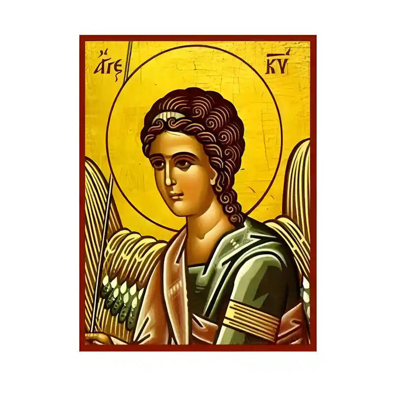 Εικόνα Ορθοδοξίας με περίγραμμα χρυσό σε ξύλο Φλαμουρίας  με  βάση Εικόνα Άγγελος Κυρίου Χειροποίητη Ελληνορθόδοξη , Κρεμαστή πλάκα βυζαντινής τέχνης, χριστιανική τέχνη Διάσταση 45x35 cm (17,7 x 13,8 ίντσες) INTRAEK-6294670447