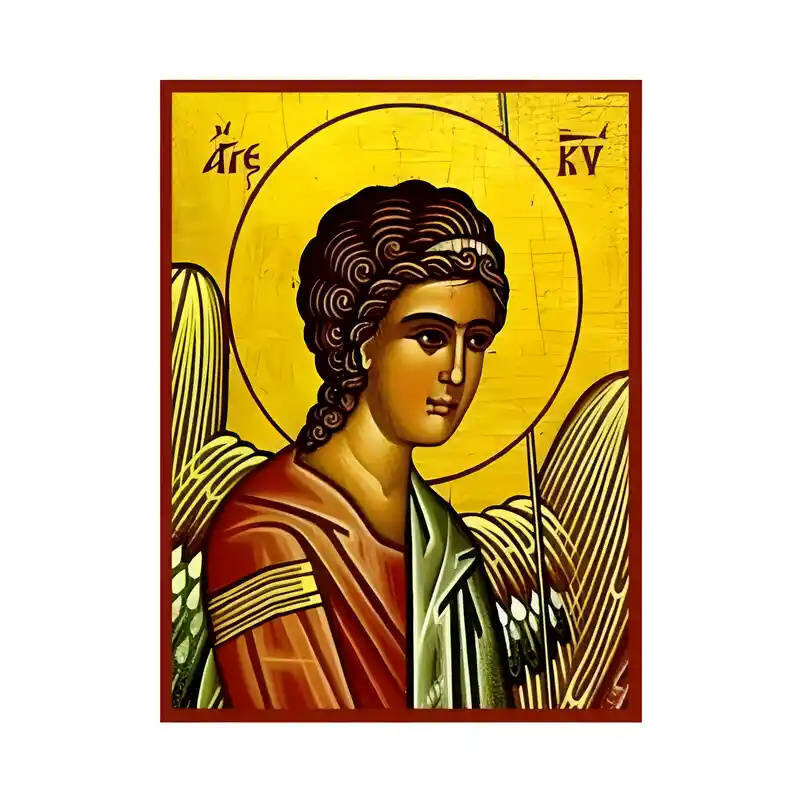 Εικόνα Ορθοδοξίας με περίγραμμα χρυσό σε ξύλο Φλαμουρίας  με  βάση Εικόνα Άγγελος Κυρίου Χειροποίητη Ελληνορθόδοξη , Κρεμαστή πλάκα βυζαντινής τέχνης, χριστιανική τέχνη Διάσταση 45x35 cm (17,7 x 13,8 ίντσες) INTRAEK-6294671177