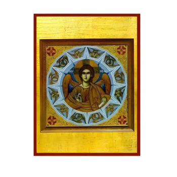 Εικόνα Ορθοδοξίας με περίγραμμα χρυσό σε ξύλο Φλαμουρίας  με  βάση Εικόνα Άγγελος Μεγάλης Βουλής Χειροποίητη Ελληνορθόδοξη , Κρεμαστή πλάκα βυζαντινής τέχνης, χριστιανική τέχνη Διάσταση 45x35 cm (17,7 x 13,8 ίντσες) INTRAEK-6294671174 - Image 1