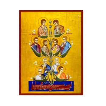 Εικόνα Ορθοδοξίας με περίγραμμα χρυσό σε ξύλο Φλαμουρίας  με  βάση Εικόνα Άγιοι Δέκα Κρήτης Χειροποίητη Ελληνορθόδοξη , Κρεμαστή πλάκα βυζαντινής τέχνης, χριστιανική τέχνη Διάσταση 45x35 cm (17,7 x 13,8 ίντσες) INTRAEK-6294671156 - Image 1