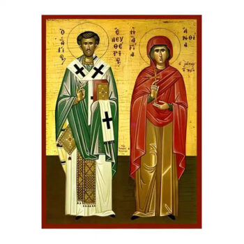 Εικόνα Ορθοδοξίας με περίγραμμα χρυσό σε ξύλο Φλαμουρίας με βάση Εικόνα Άγιοι Ελευθέριος και Ανθία Χειροποίητη Ελληνορθόδοξη , Κρεμαστή πλάκα βυζαντινής τέχνης, χριστιανική τέχνη Διάσταση 45x35 cm (17,7 x 13,8 ίντσες) INTRAEK-6294670490 - Image 1