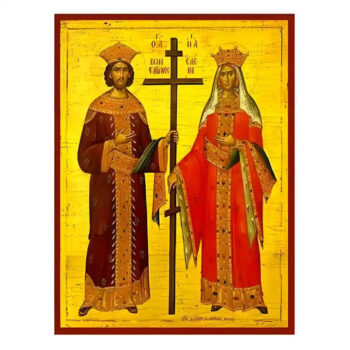 Εικόνα Ορθοδοξίας με περίγραμμα χρυσό σε ξύλο Φλαμουρίας  με  βάση Εικόνα Άγιοι Κωνσταντίνος και Ελένη Χειροποίητη Ελληνορθόδοξη , Κρεμαστή πλάκα βυζαντινής τέχνης, χριστιανική τέχνη Διάσταση 45x35 cm (17,7 x 13,8 ίντσες) INTRAEK-6294670477 - Image 1