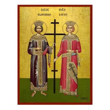 Εικόνα Ορθοδοξίας με περίγραμμα χρυσό σε ξύλο Φλαμουρίας  με  βάση Εικόνα Άγιοι Κωνσταντίνος και Ελένη Χειροποίητη Ελληνορθόδοξη , Κρεμαστή πλάκα βυζαντινής τέχνης, χριστιανική τέχνη Διάσταση 45x35 cm (17,7 x 13,8 ίντσες) INTRAEK-6294670478 - Image 1